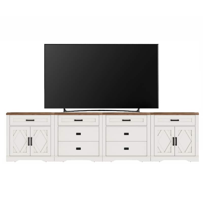 Large TV Stand,3/4-in-1 Farmhouse TV Console Table with Storage Barn Door Cabinet