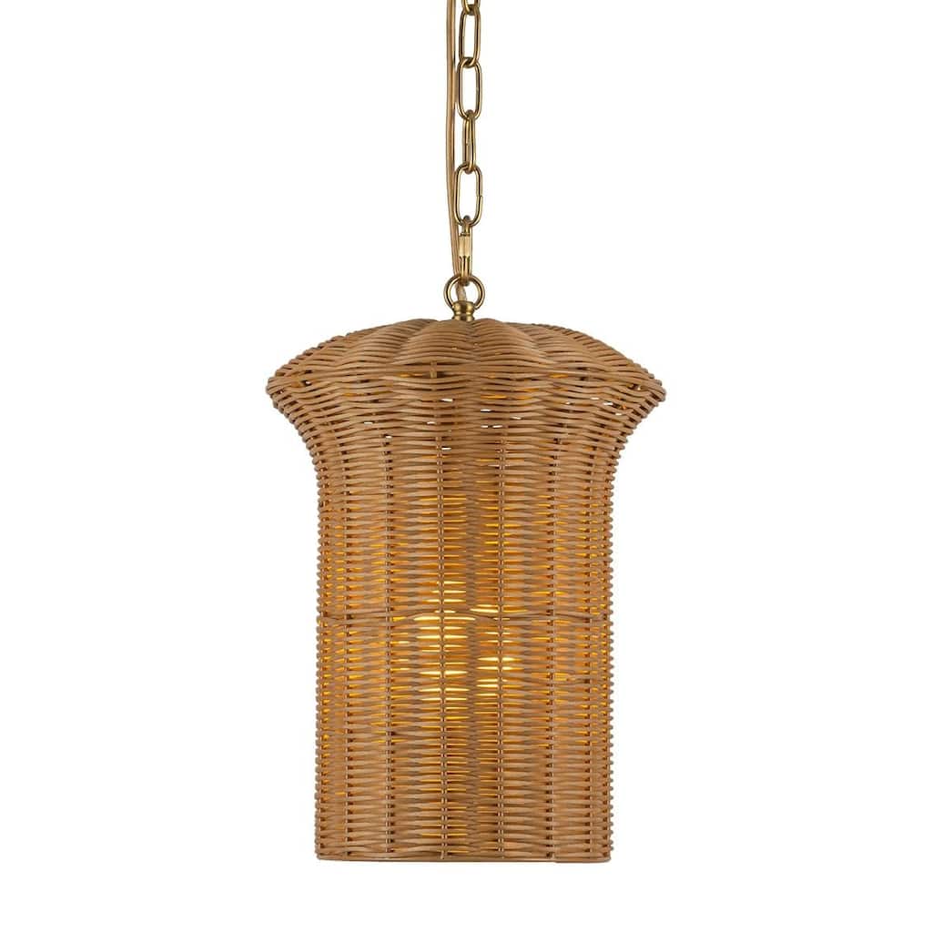 Alora Lighting PD641011 Kai 11" Wide Pendant with Rattan Shade