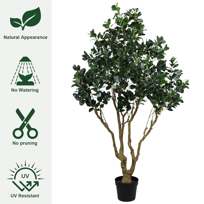 7.2FT Tall Artificial Silk Tree Large Faux Greenery Plant with Lifelike Leaves Potted Fake Plant, 1pc/set