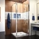 preview thumbnail 29 of 30, DreamLine Flex 32 in. D x 32 in. W x 74 3/4 in. H Pivot Shower Enclosure and Shower Base Kit - 32" x 32" - 32" x 32" Biscuit Base Chrome Finish