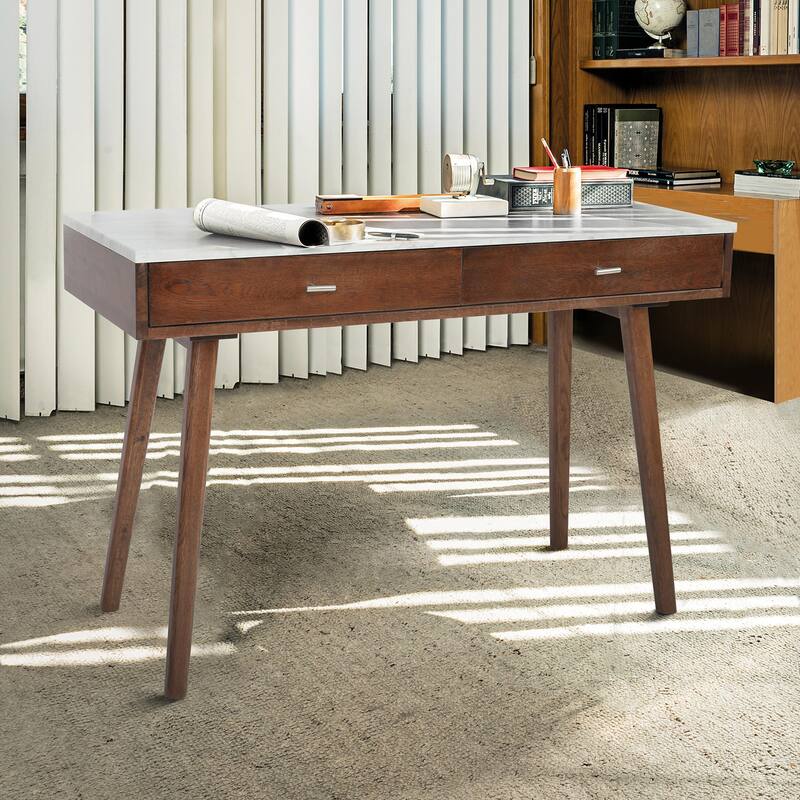 Versatile And Stylish Marble White Writing Desk To Elevate And Complete Any Space