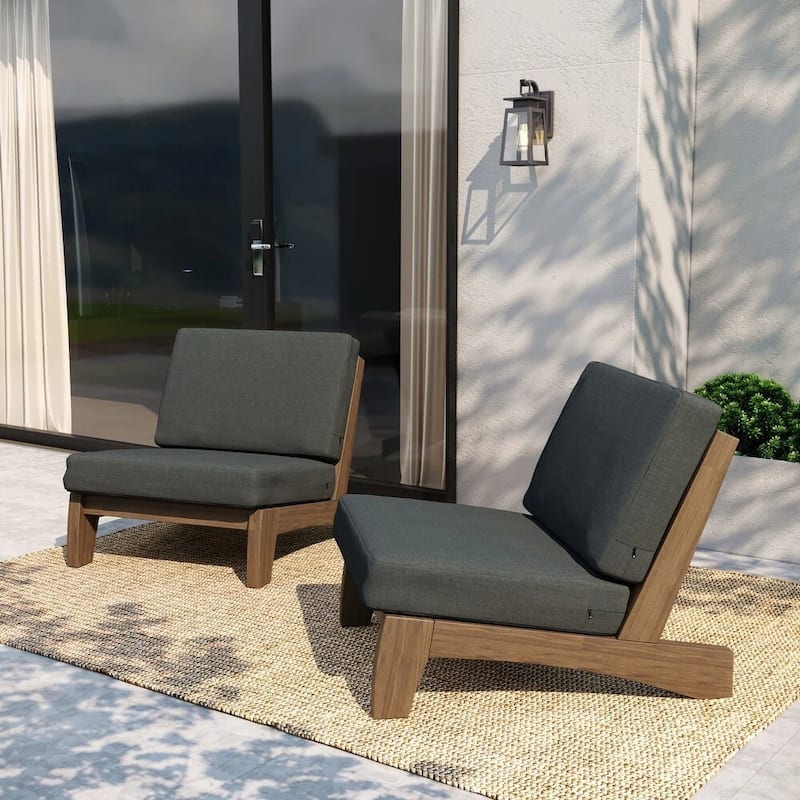 2 Set Patio Acacia Wood Outdoor Chair
