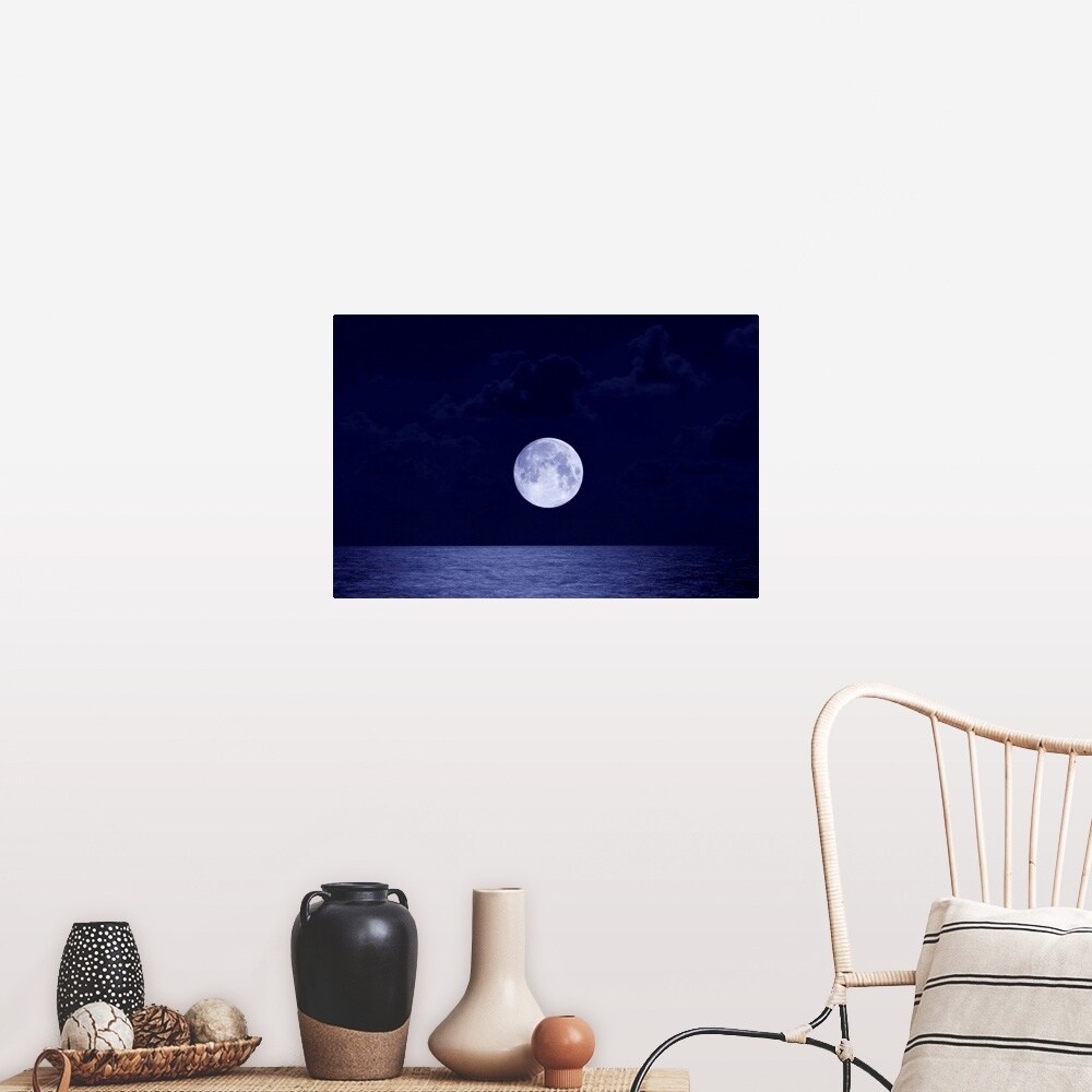 Moon Over The Ocean Miami Florida Usa Poster Print Multi Overstock
