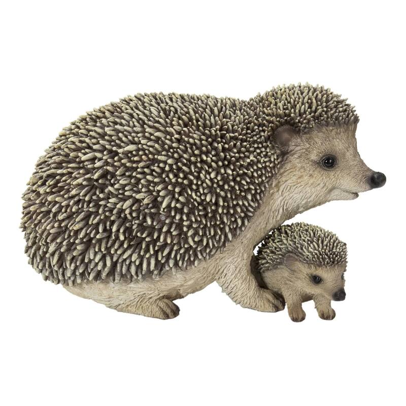 7.5" Mother and Baby Hedgehog Outdoor Garden Statue