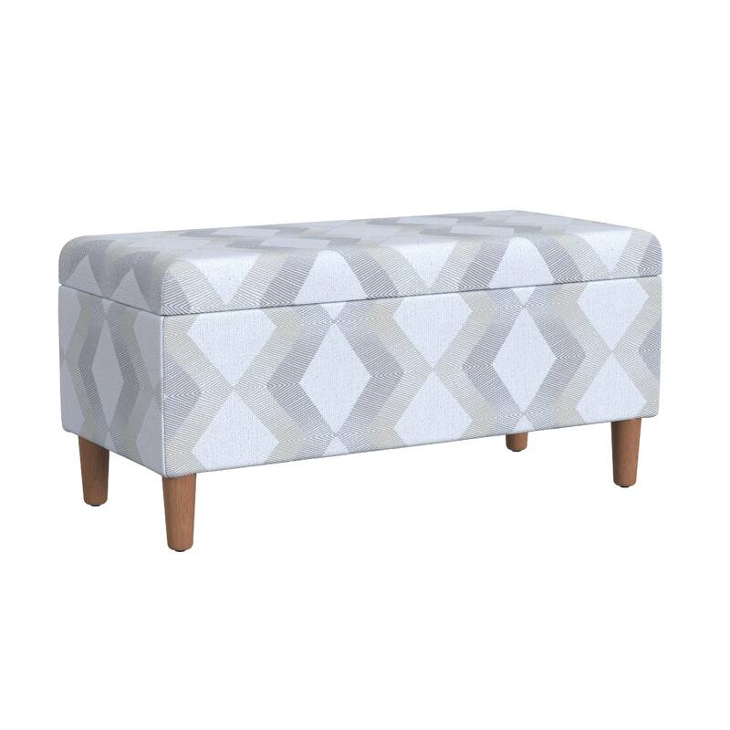 Zia Accent Storage Bench, Cream Gray Woven Diamond Pattern, 36 Inch