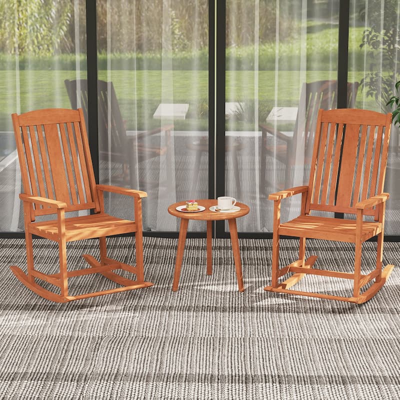 Natural Solid Wood Rocking Chair with High Backrest and DIY Paint Option - 35.5" L × 23.5" W × 42" H