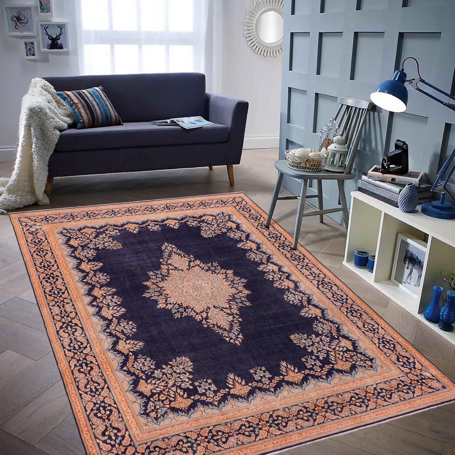 Vintage Distressed Soria Drk Blue Brown Wool Rug 9 10 X 12 8 9 10 X 12 8 On Sale Overstock 27869307
