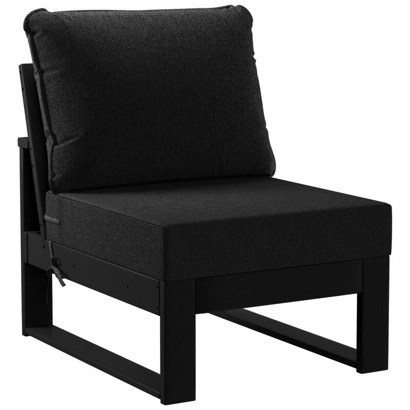 Endless Patio Deep Seating Armless Chair with Black Frame - Black/Black