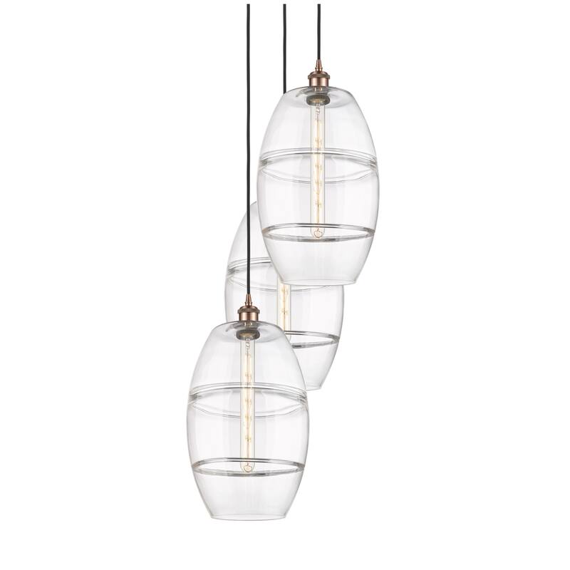 Innovations Lighting 113B-3P-56-17 Vaz Pendant Vaz 3 Light 17" Wide - Antique Copper / Clear