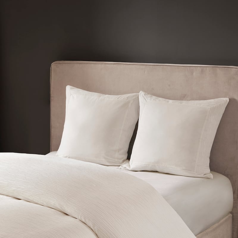 N Natori Hanae Cotton Blend Yarn Dyed Euro Sham - White