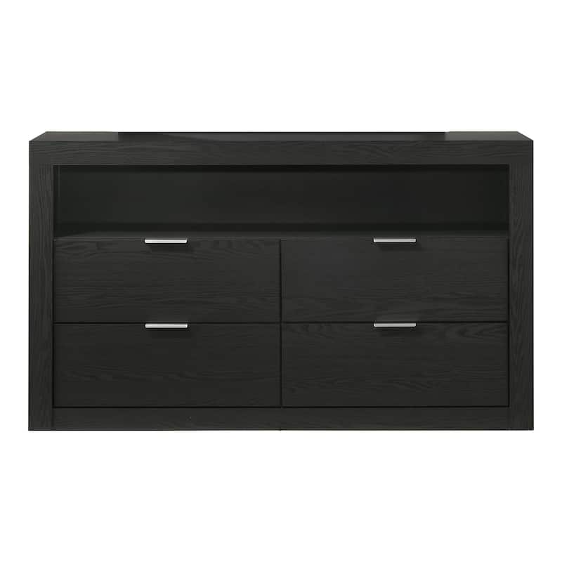 Furniture of America Merro Modern 3-Piece Solid Wood Dresser and 2 Nightstand Bedroom Set