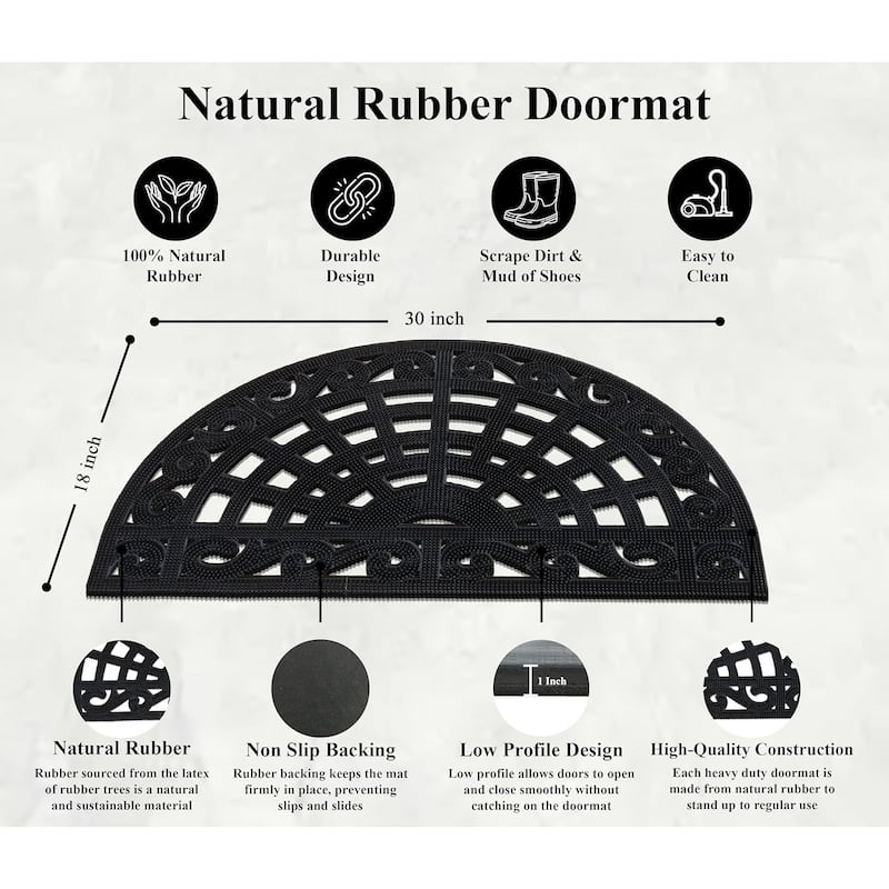 A1HC 100% Rubber Pin Mat Indoor/Outdoor Entryway Durable Doormat 18"X30", Black