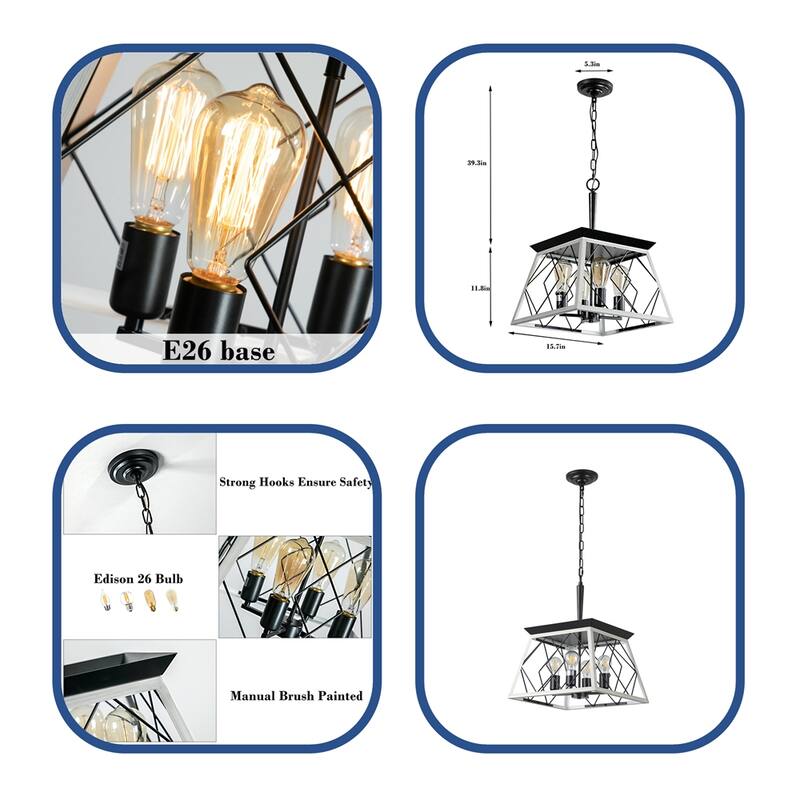 4-Light Chandeliers with Dimmable and Height Adjustable(No Bulbs)