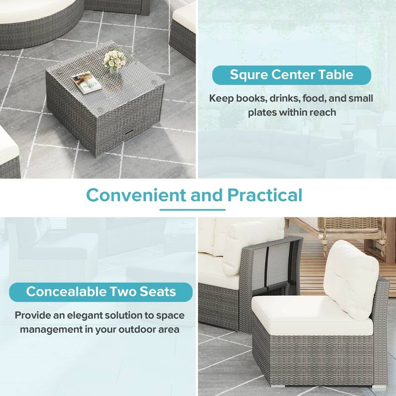 Patio Seating Group With Cushions and Center Table for Patio