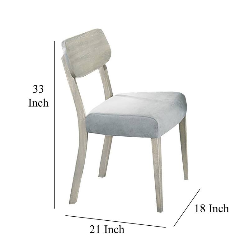 Romy Dining Chair with Open Back, Natural Wood Grain, Gray Fabric