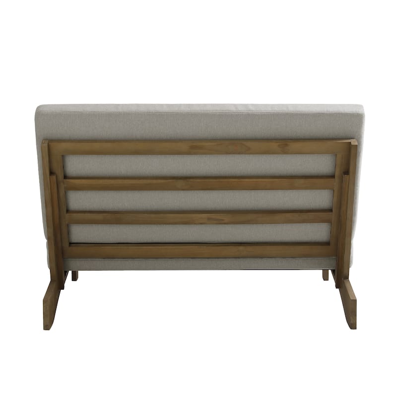 Outdoor Teak Wood Armless Lounge Chair Set Loveseat with Cushions