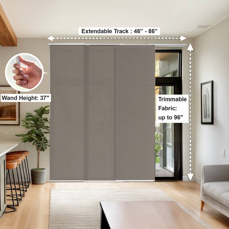 CHICOLOGY Adjustable Sliding Panels, 4-Rail Track, Vertical Blinds, Pation Door Curtain, Room Divider
