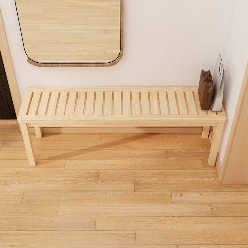 52＂Shoe Bench Solid Wood bedroom Bench Modern Design for Entryway, Hallway, Living Room, Closet, Front Door Entrance, Foyer