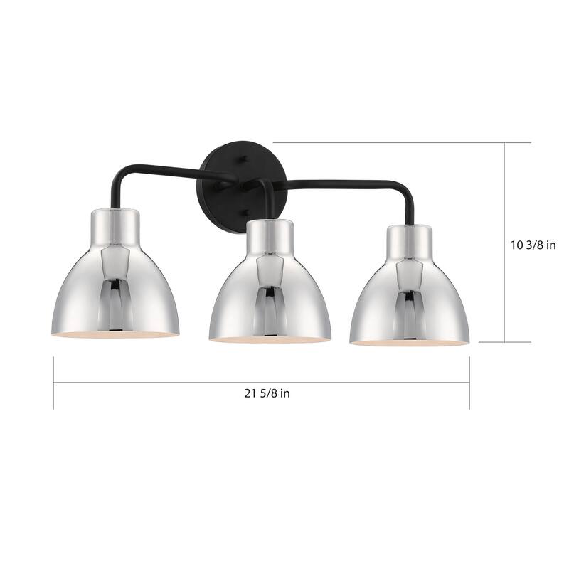 Sloan 3 Light VanityMatte Black and Polished Nickel Finish