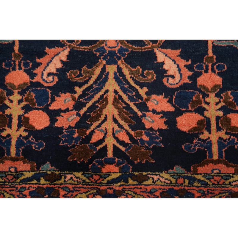Hand Knotted Oriental 100% Wool Carpet Traditional Floral Navy Blue & Blues Lilian Area Rug - 4' 9'' X 3' 5''