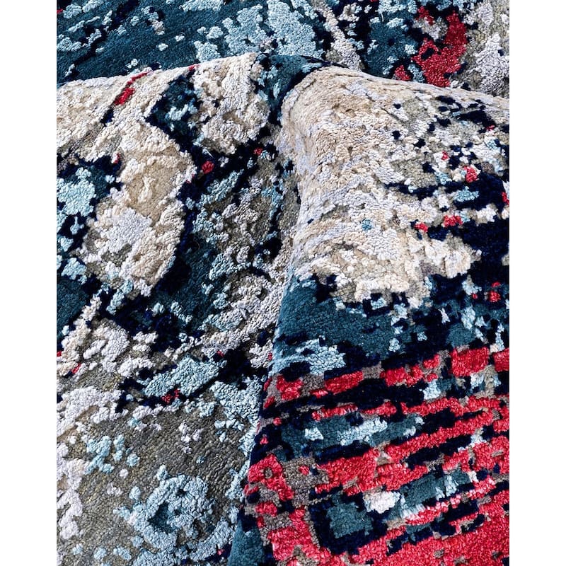 Ikat One-of-a-Kind Hand-Knotted Area Rug, Blue - 8' 2" x 10' 1"