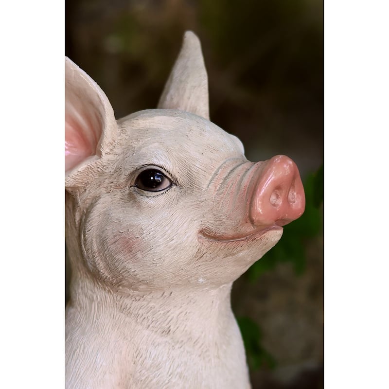 Pig In Meditation Outdoor Garden Statue - 13"