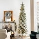 preview thumbnail 25 of 58, Glitzhome Pre-Lit Flocked Pencil Spruce Artificial Christmas Tree with Warm White Lights