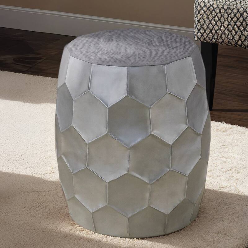 Modern Contemporary Aluminum material End Table, Side Table with Glossy Diamond-Patterned Base