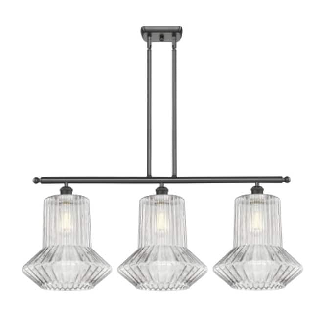 Innovations Lighting Springwater 3 Light 36" Wide Linear Chandelier - Oil Rubbed Bronze / Clear Spiral Fluted