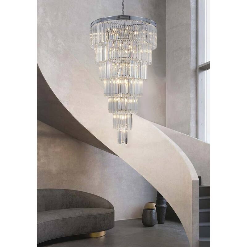 Chrome Metal 7-Tier Chandelier With Crystals