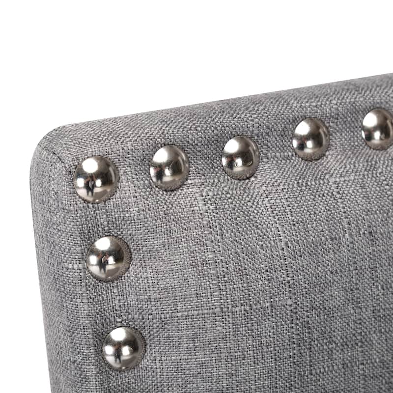 24 Inches Fabric Upholstered Counter Height Bar stools with Back and Silver Nailhead Trim Set of 2