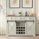 preview thumbnail 5 of 23, 54" Farm Style Wood Buffet Bar Cabinet w/Wine & Glass Rack White