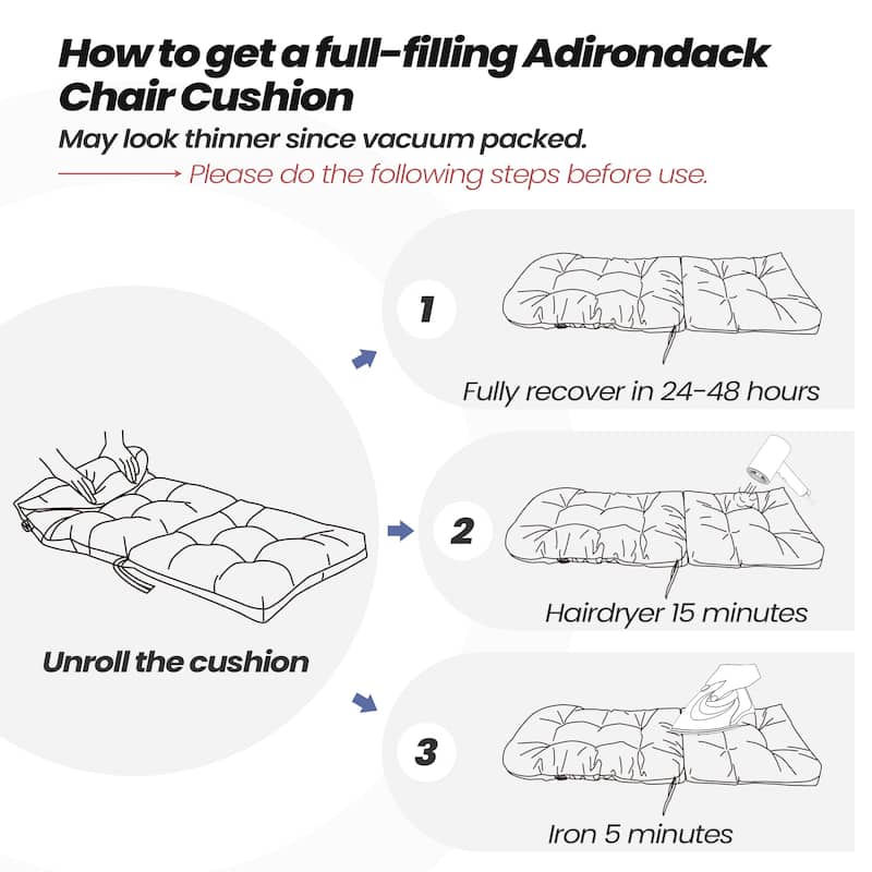 Adirondack Style Patio Outdoor Chair Cushion for Adirondack Chair or Lounge Rocking Chair - See picture