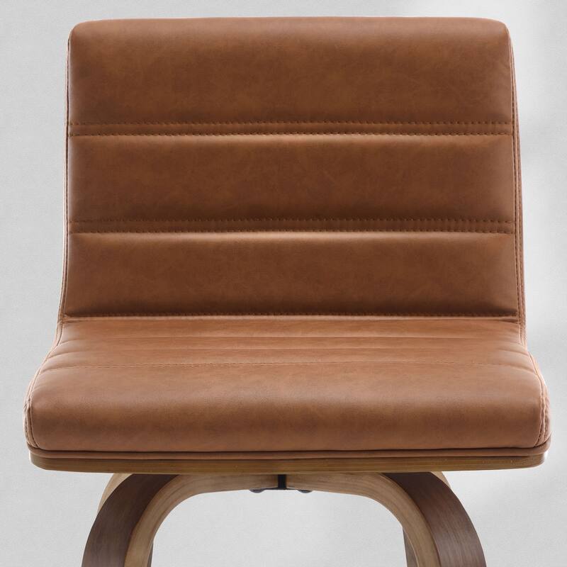 Faux Leather & Wood Swivel Bar Stools/ Counter Stool Set of 2