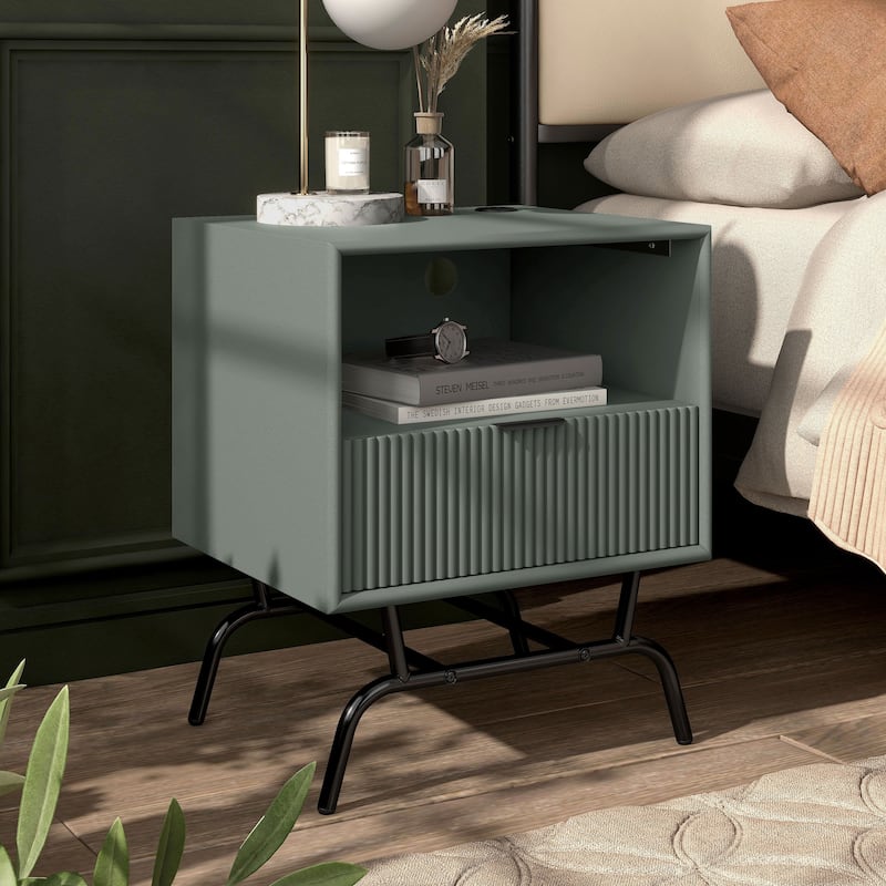DH BASIC Modern 18-inch 1-Drawer Coffee Table with USB Ports by Denhour