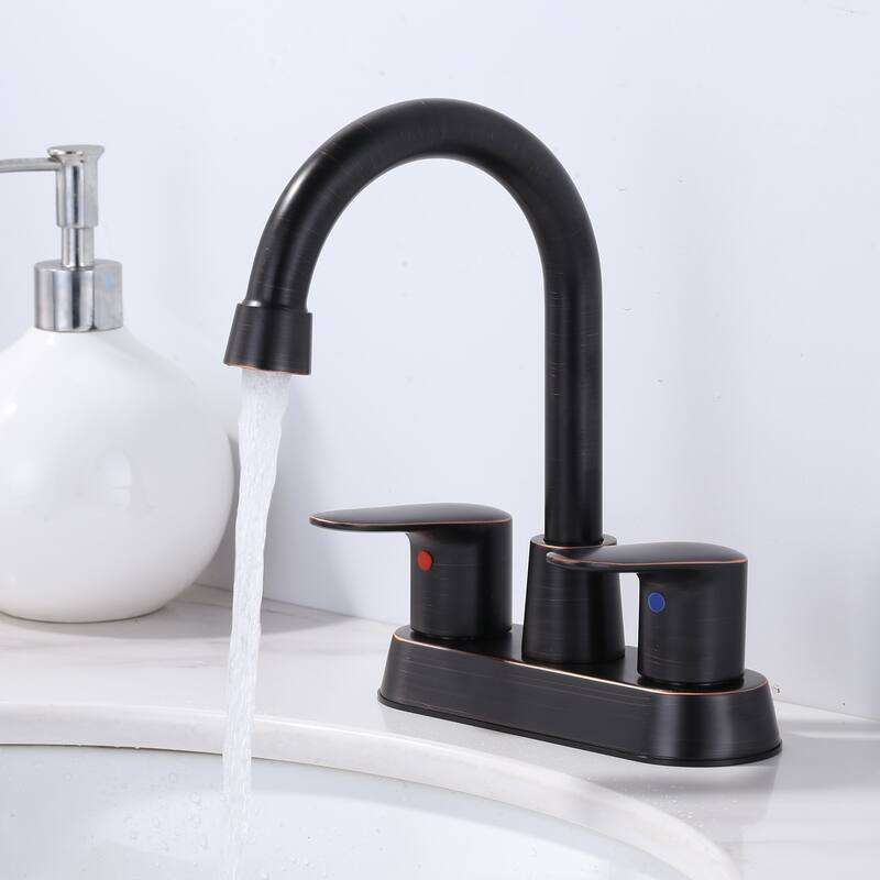 WOWOW 4 in. Centerset Double Handle High Arc Bathroom Faucet