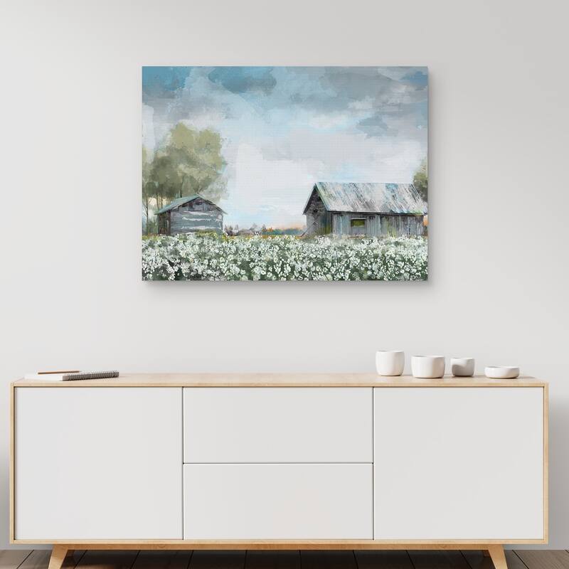 Blue Barn Crop by Studio Arts Canvas Art Print