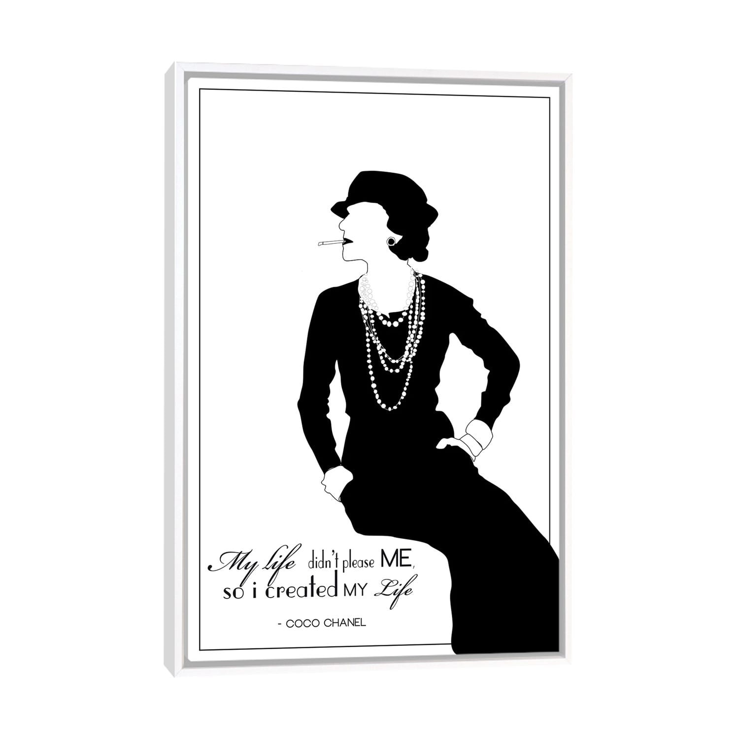 Framed Canvas Art - Coco Privé - Coco Chanel Life by Alla Grande ( People > celebrities > Models & Fashion Icons > Coco Chanel art) - 18x18 in