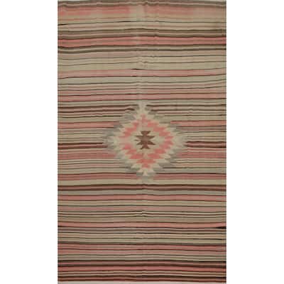 Hand Woven Oriental 100% Wool Carpet Southwestern Tribal Multi-Colored Kilim Area Rug - 9' 11'' X 6' 4''