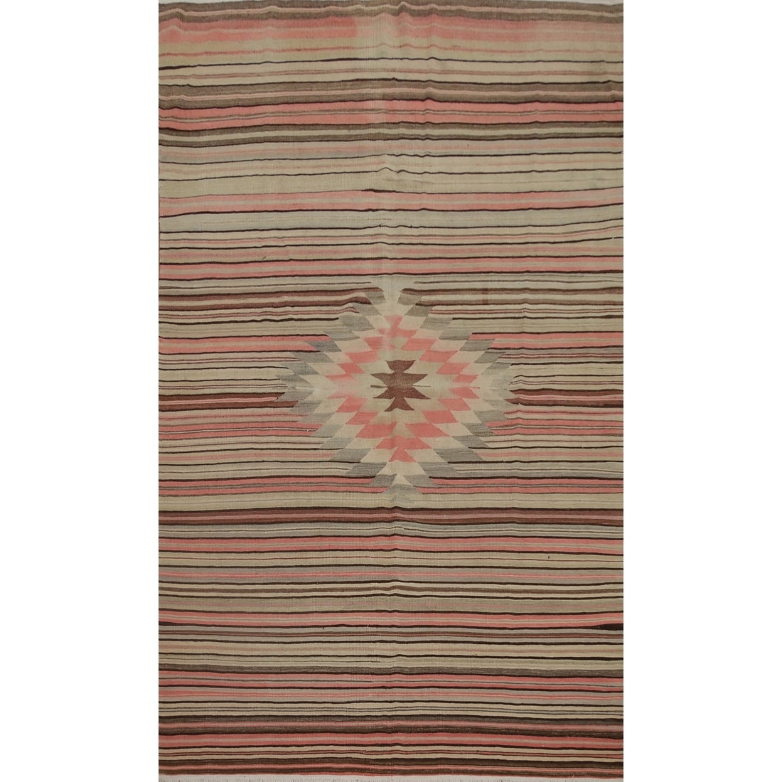 Hand Woven Oriental 100% Wool Carpet Southwestern Tribal Multi-Colored Kilim Area Rug - 9' 11'' X 6' 4''