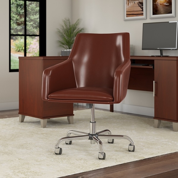 Copper Grove Shumen Mid-back Leather Box Chair - 24.41"L x 24.80"W x 34.45"H. Opens flyout.