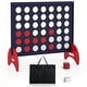 preview thumbnail 6 of 5, 4-in-a-row Wooden Game Set w/ 42 PCS Chips & Oxford Fabric Bag Black
