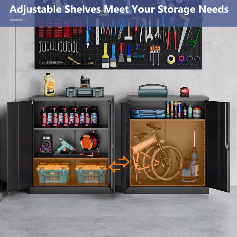 Metal Storage Cabinet with Locking Doors and Adjustbale Shelves for Garage, Home Office,School,Gym