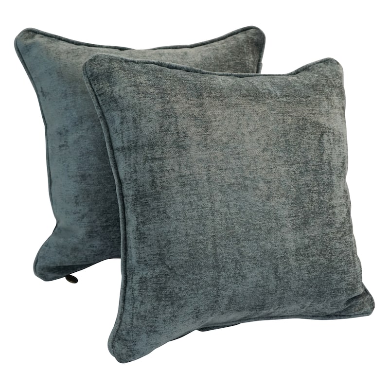 18-inch Corded Patterned Jacquard Chenille Square Throw Pillows (Set of 2) - Grey Solid