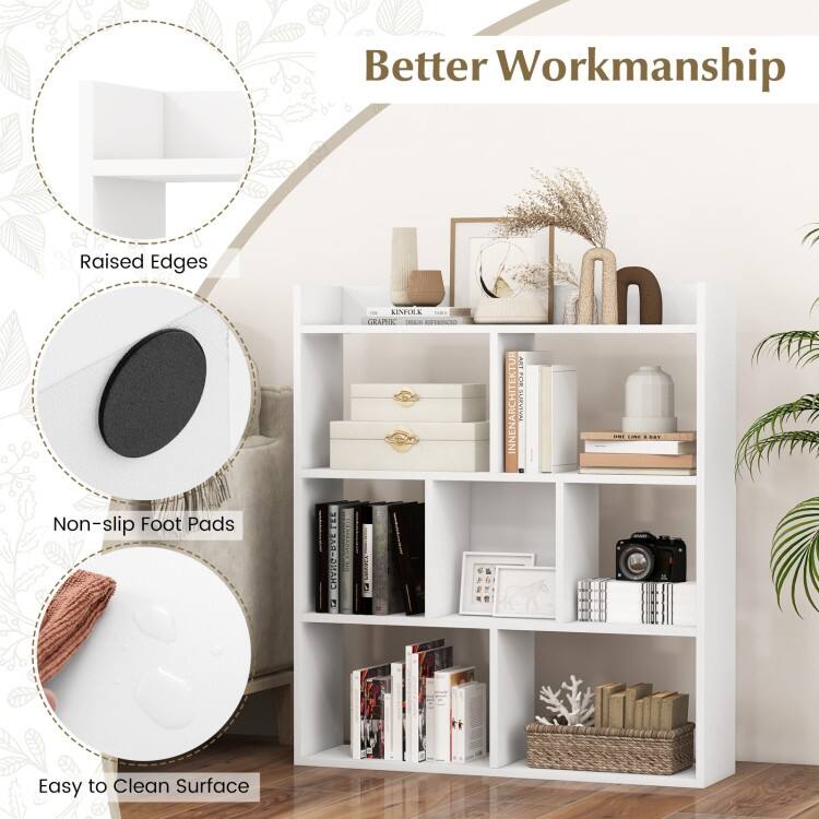 7 Cubes Open-Back Bookshelf with Anti-Toppling Devices - 31.5" x 8" x 35.5" (L x W x H)