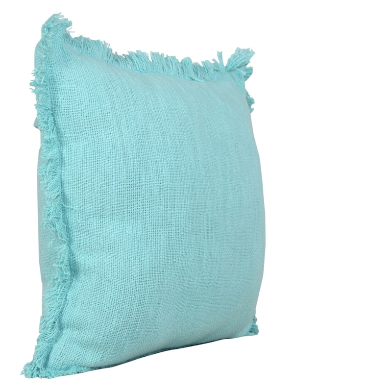 Sevita Solid Cotton Fringe Throw Pillow