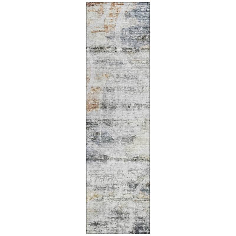 Machine Washable Indoor/ Outdoor Abstract Contemporary Chantille Rug