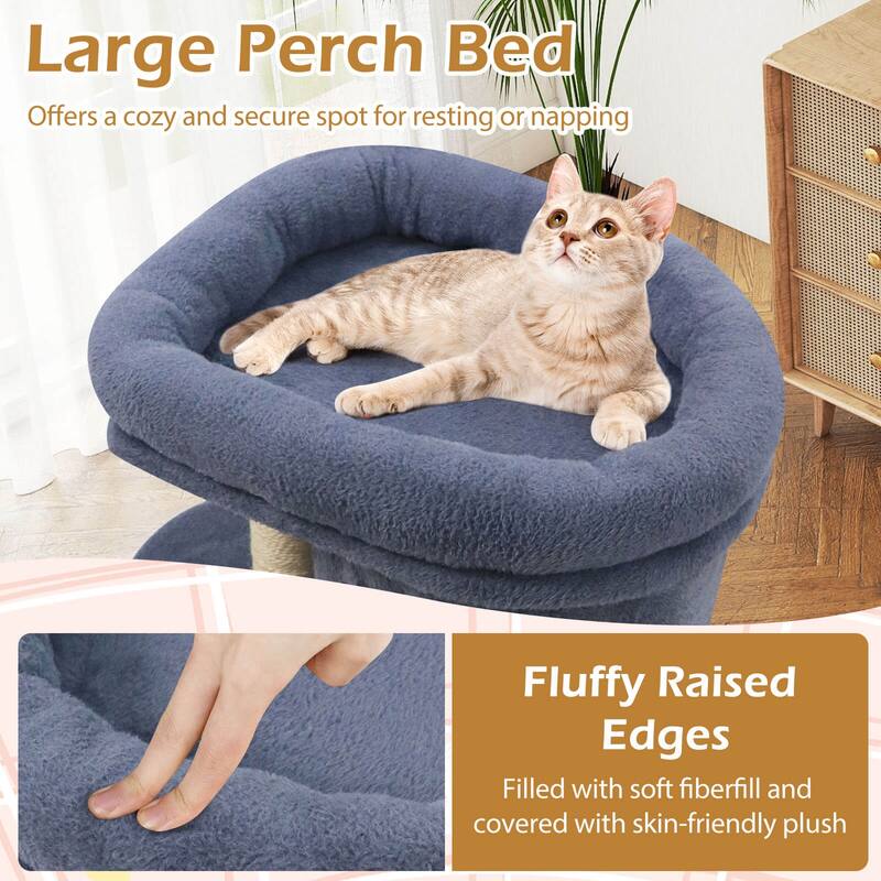 Costway 26” Small Cat Tree with Large Padded Plush Perch, 2 Condos, - See Details