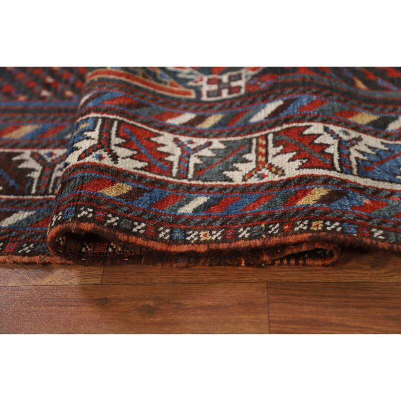 Pre-1900 Antique Qashqai Persian Area Rug Handmade Wool Carpet - 5'4"x 9'5"