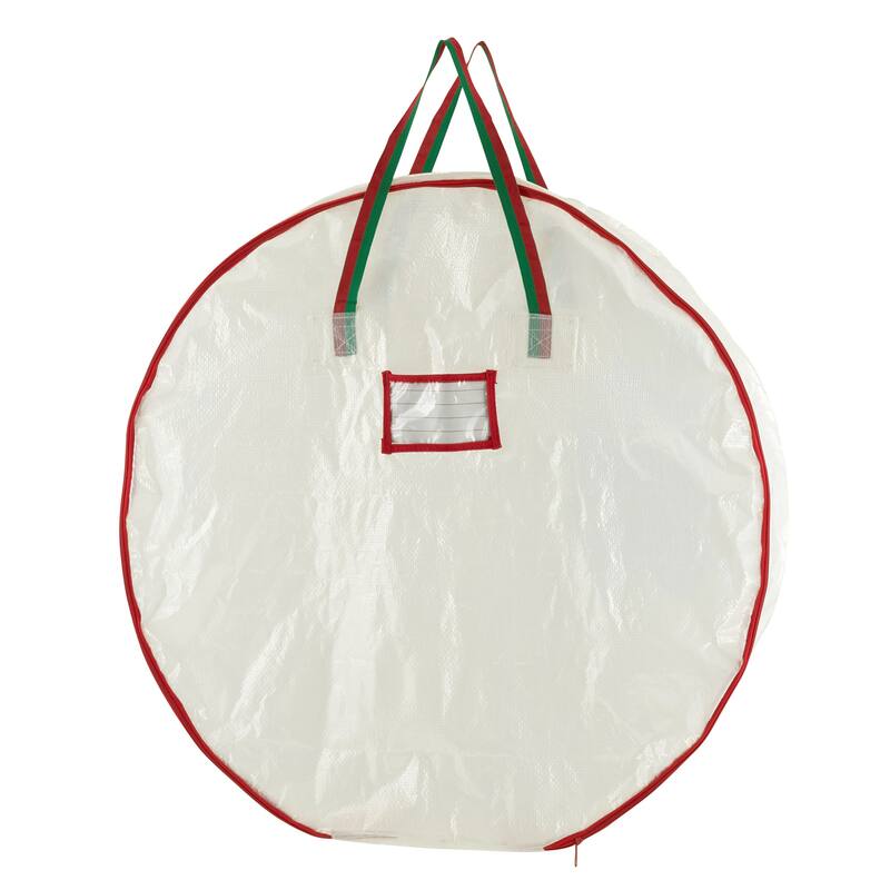 Household Essentials Christmas Wreath Storage Bag with Handles and Reusable Label - Clear